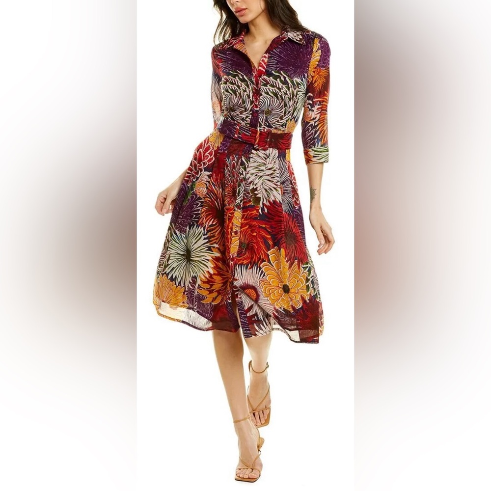 Samantha Sung Japanese Mum Floral Print Dress, Size 8